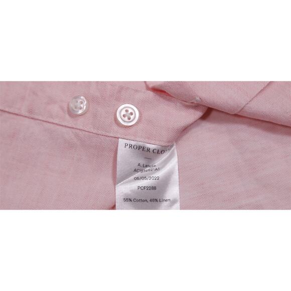 Proper Cloth Lot of 2 Custom Made Cotton Linen Button-Up Shirts Slim Medium - Picture 6 of 12